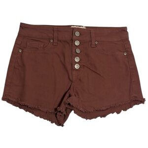 Altar'd State Rust Brown Button Fly Frayed Denim Shorts 26/3
